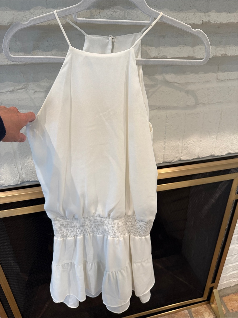 White Smocked Waist Halter Dress